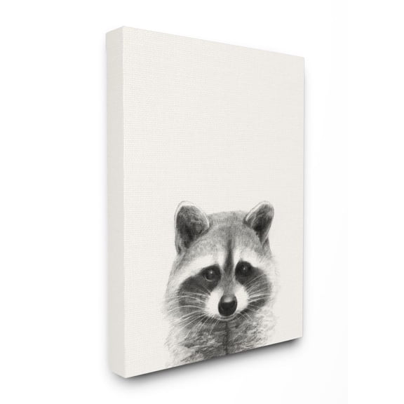 Stupell Industries Raccoon Portrait Grey Drawing Design Canvas Wall Art by Victoria Borges