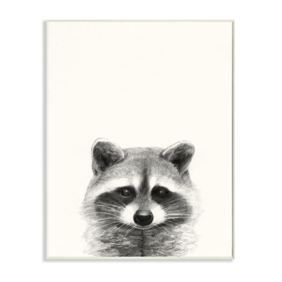 Stupell Industries Raccoon Portrait Grey Drawing Design Wall Plaque by Victoria Borges