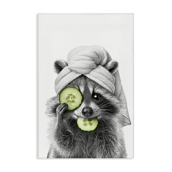 Stupell Industries Raccoon Spa Day Typography Painting Gallery Wrapped Canvas Art Print Wall Art, 20 x 30