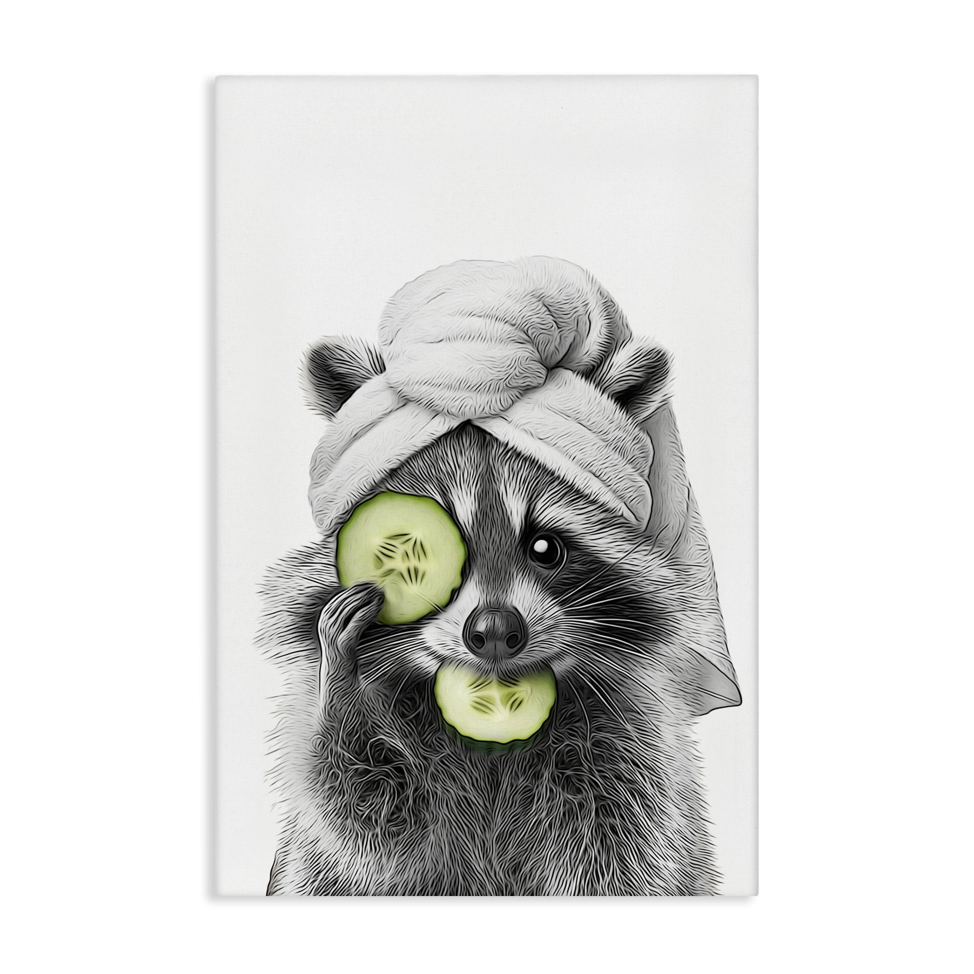 Stupell Industries Raccoon Spa Day Typography Painting Gallery Wrapped Canvas Art Print Wall Art, 30 x 45
