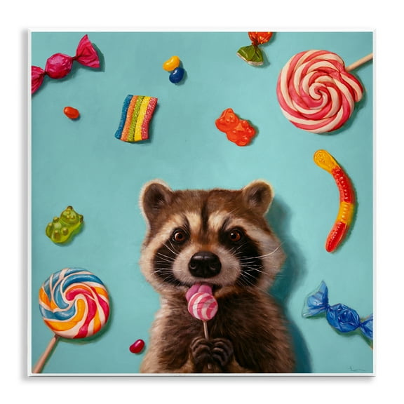 Stupell Industries Raccoon & Sweets Candies Food & Beverage Painting Unframed Art Print Wall Art, 12 x 12