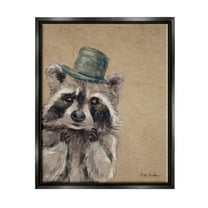Stupell Industries Raccoon Wearing Top Hat Animals & Insects Painting Black Floater Framed Art Print Wall Art, 17 x 21