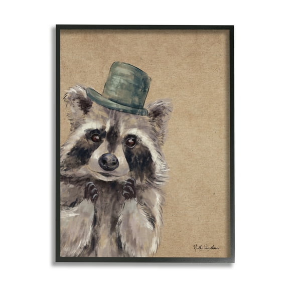 Stupell Industries Raccoon Wearing Top Hat Animals & Insects Painting Black Framed Art Print Wall Art, 11 x 14