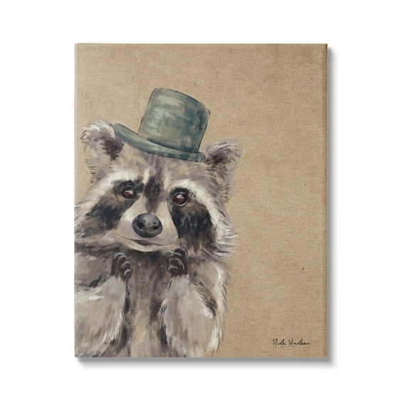 Stupell Industries Raccoon Wearing Top Hat Animals & Insects Painting Gallery Wrapped Canvas Print Wall Art, 36 x 48