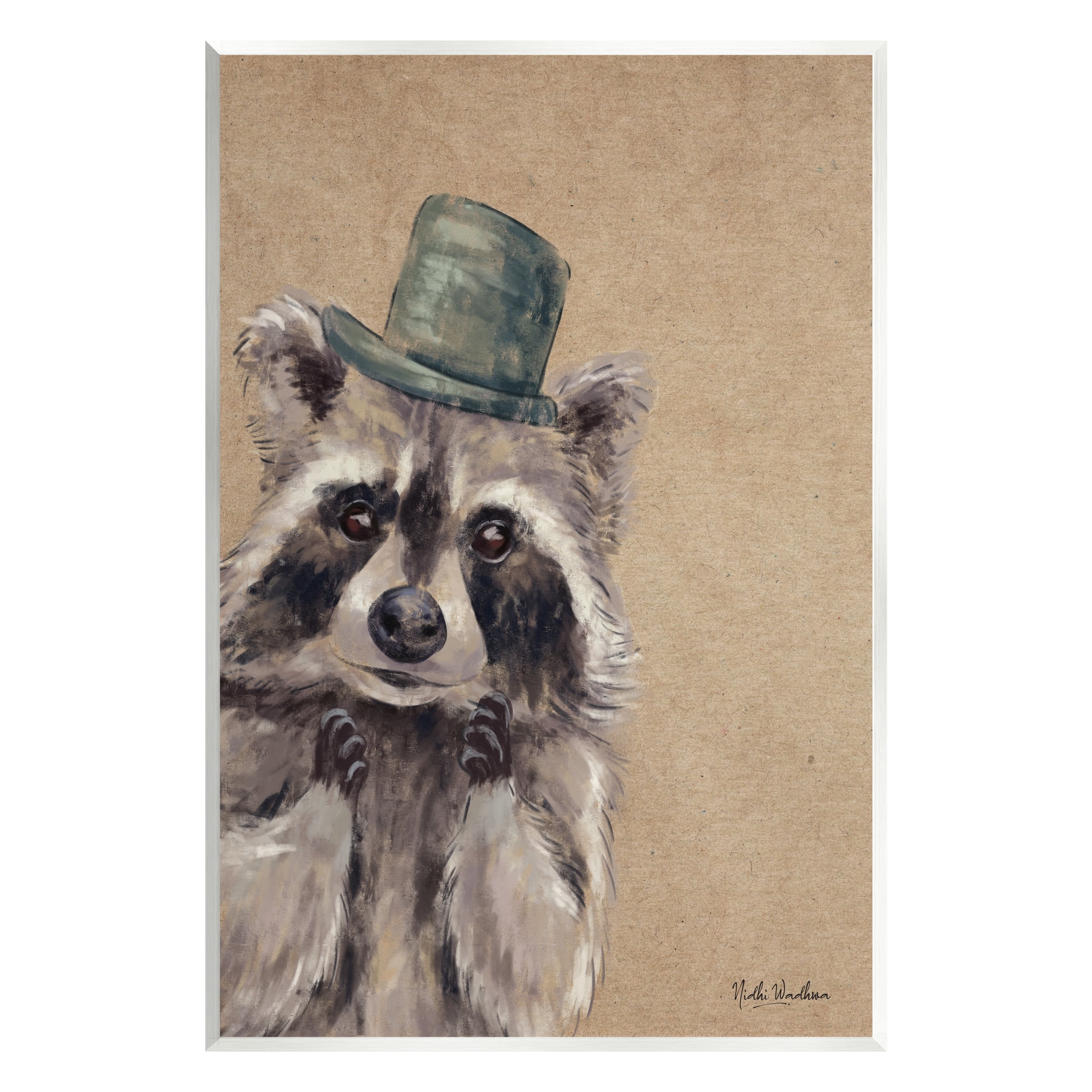 Stupell Industries Raccoon Wearing Top Hat Animals & Insects Painting Unframed Art Print Wall Art, 10 x 15