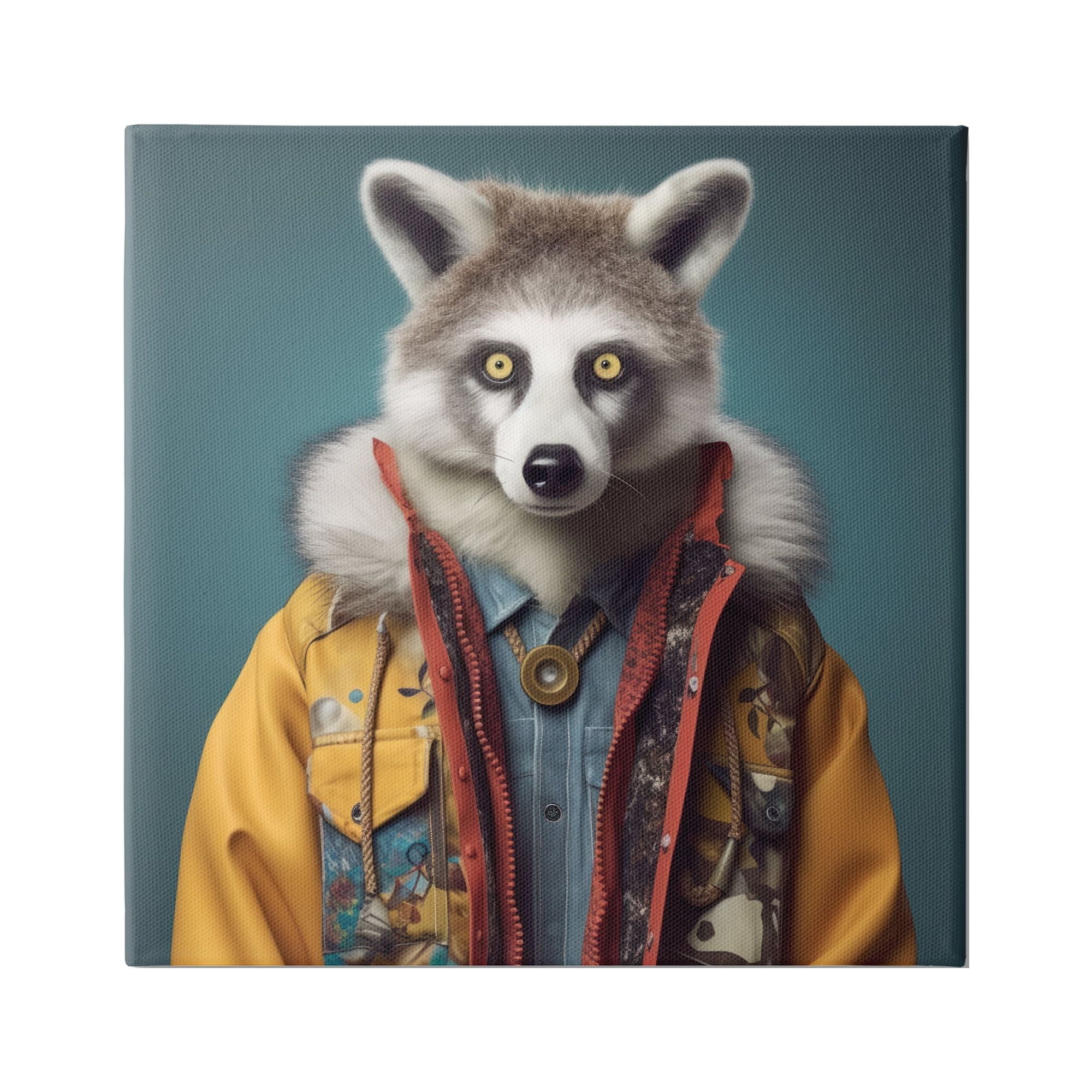 Stupell Industries Raccoon in Street Fashion Animals & Insects Painting Gallery Wrapped Canvas Art Print Wall Art, 30 x 30