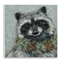 Stupell Industries Raccoon with Pinecones Holiday Painting Unframed Art Prints Wall Art, 12 x 12