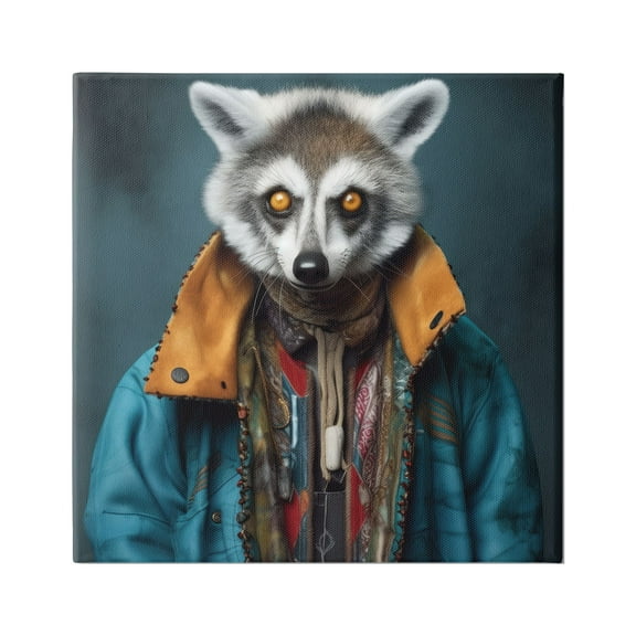 Stupell Industries Raccoon with Stylish Jacket Animals & Insects Painting Gallery Wrapped Canvas Art Print Wall Art, 17 x 17