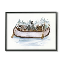 Stupell Industries Raccoons on Rowboat Animals & Insects Painting Black Framed Art Print Wall Art, 14 x 11