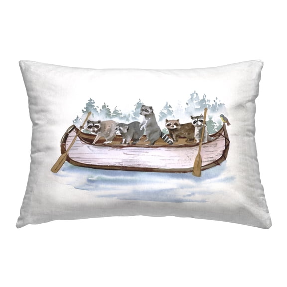 Stupell Industries Raccoons on Rowboat Decorative Printed Throw Pillow, 14 x 20