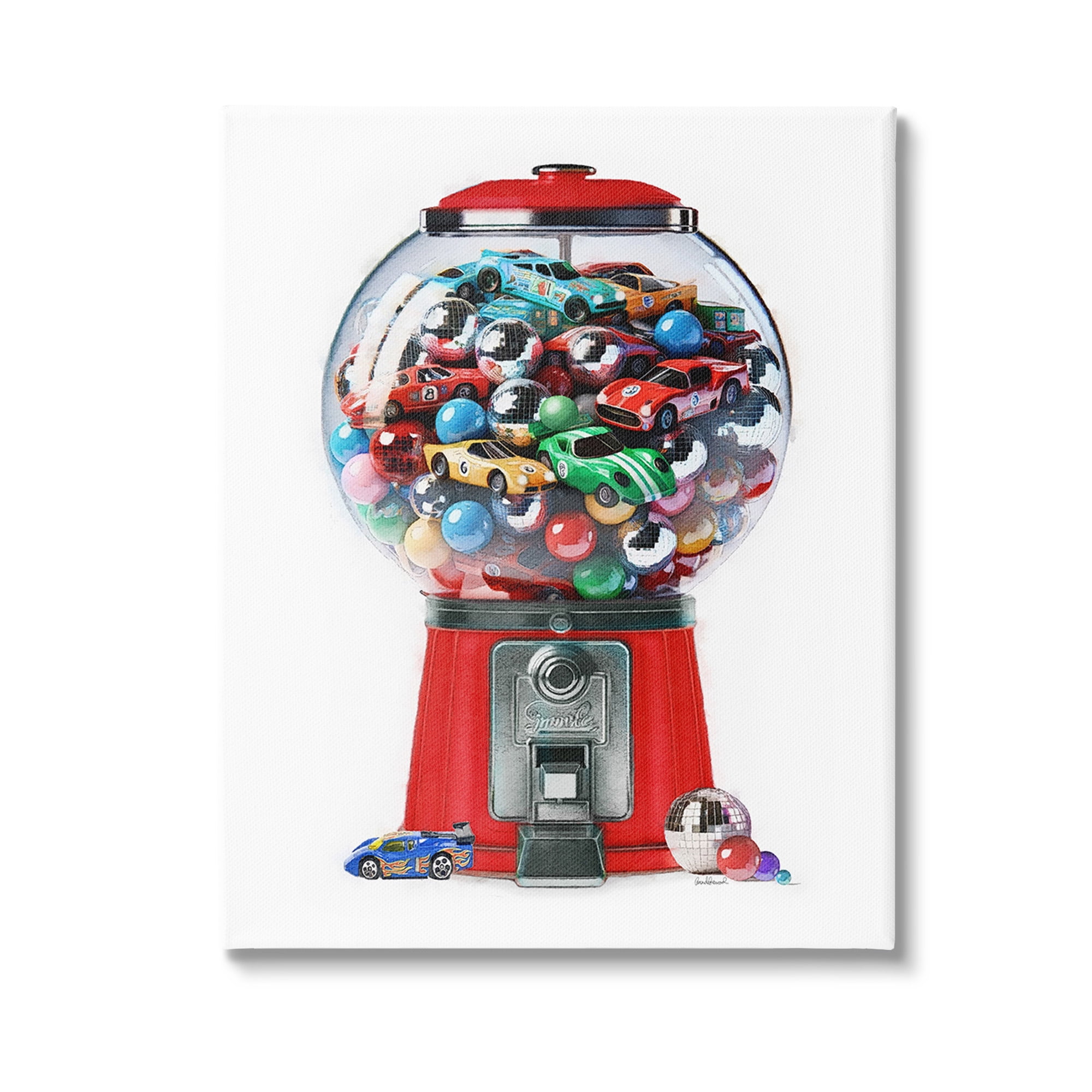 Stupell Industries Race Car Candy Dispenser Transportation Painting Gallery Wrapped Canvas Art Print Wall Art, 24 x 30
