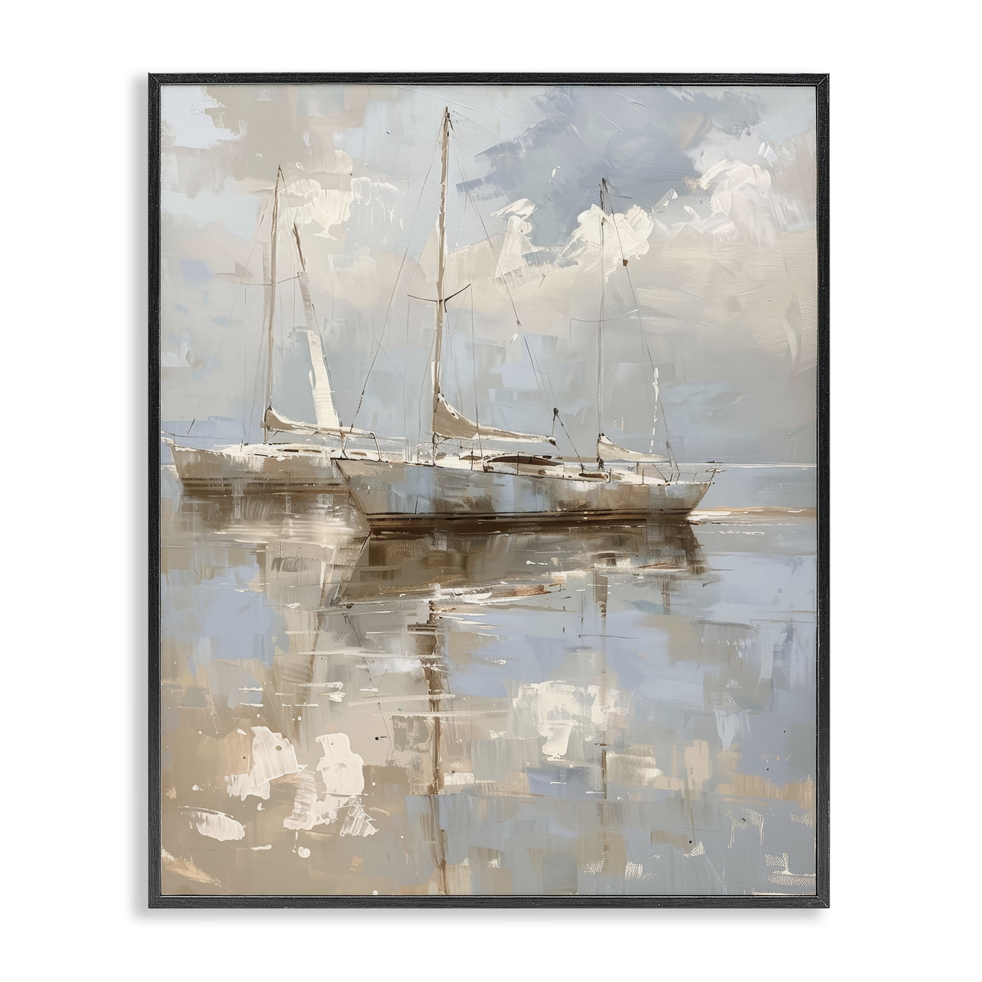 Stupell Industries Race Day Sailboats Transportation Painting Black Framed Art Print Wall Art, 16 x 20