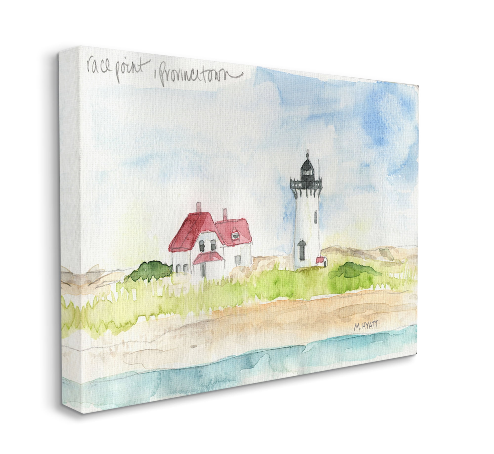 Stupell Industries Race Point Lighthouse Coastal Water Landscape Canvas Wall Art, 16 x 20, Design by Melissa Hyatt LLC