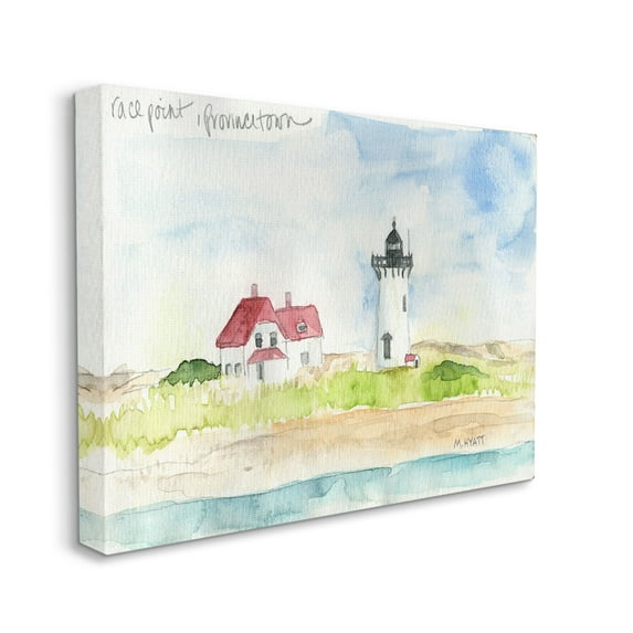 Stupell Industries Race Point Lighthouse Coastal Water Landscape Canvas Wall Art, 36 x 48, Design by Melissa Hyatt LLC