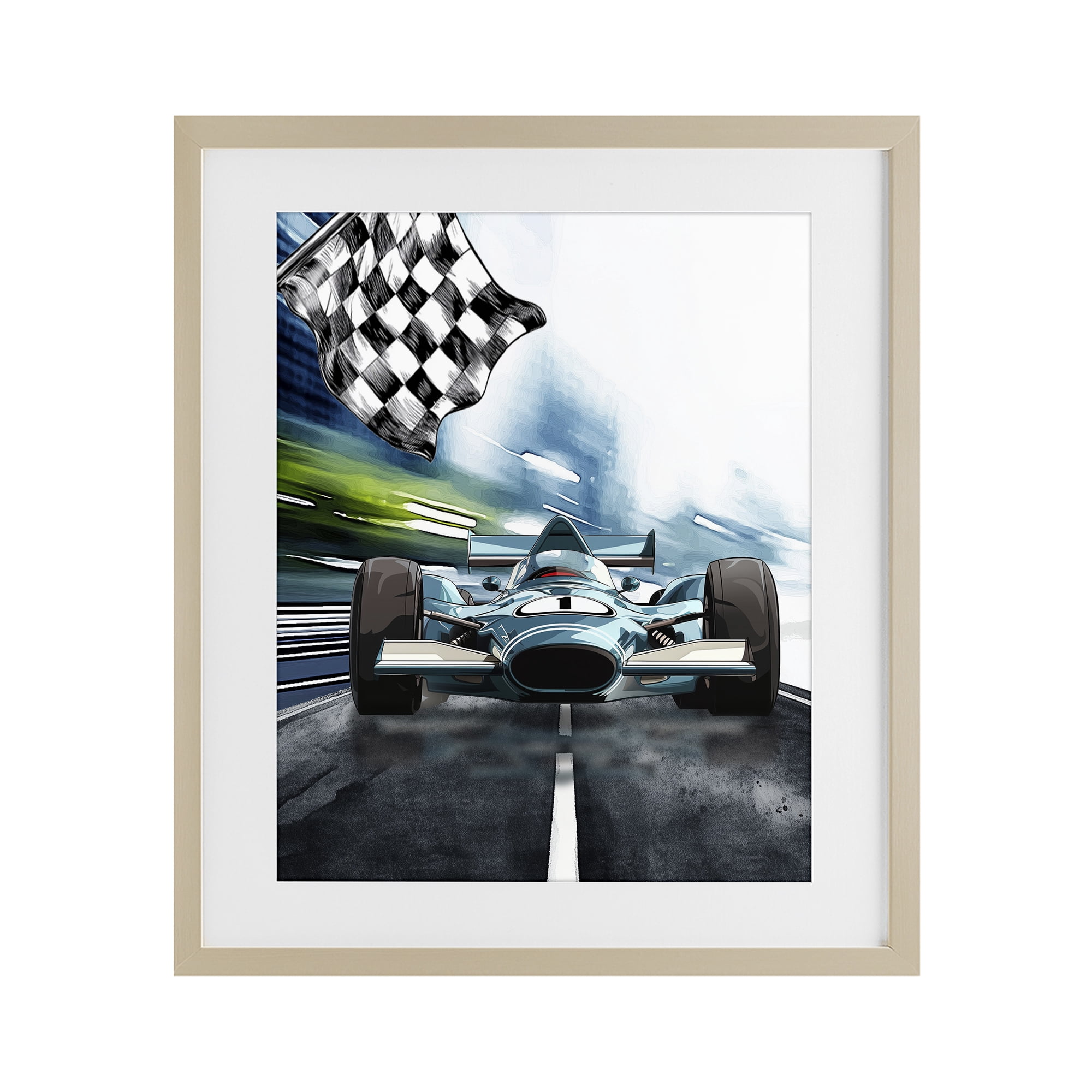 Stupell Industries Racecar Set Go Birch Framed Print Under Glass, design by Christine Simpson Art