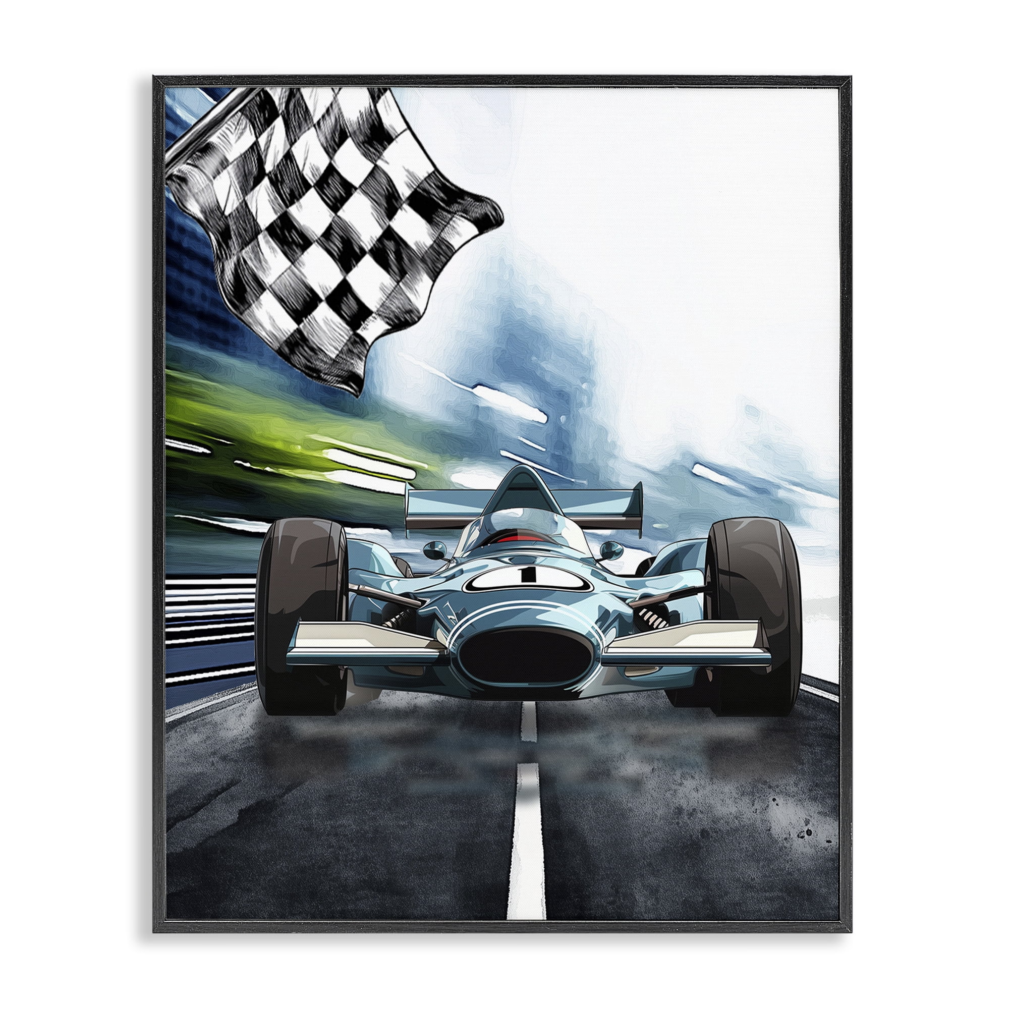 Stupell Industries Racecar Set Go Black Framed Giclee Art, design by Christine Simpson Art