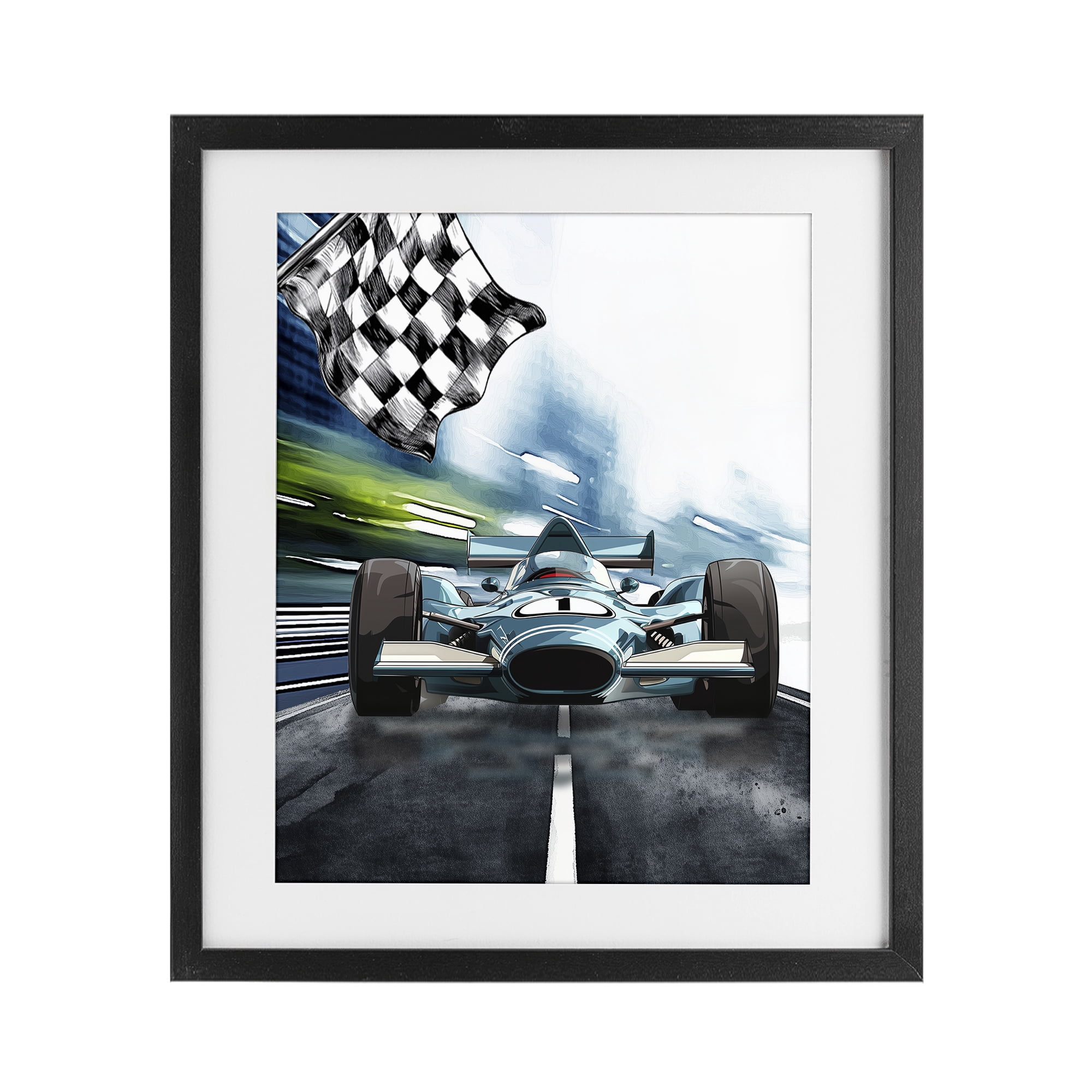 Stupell Industries Racecar Set Go Black Framed Print Under Glass, design by Christine Simpson Art
