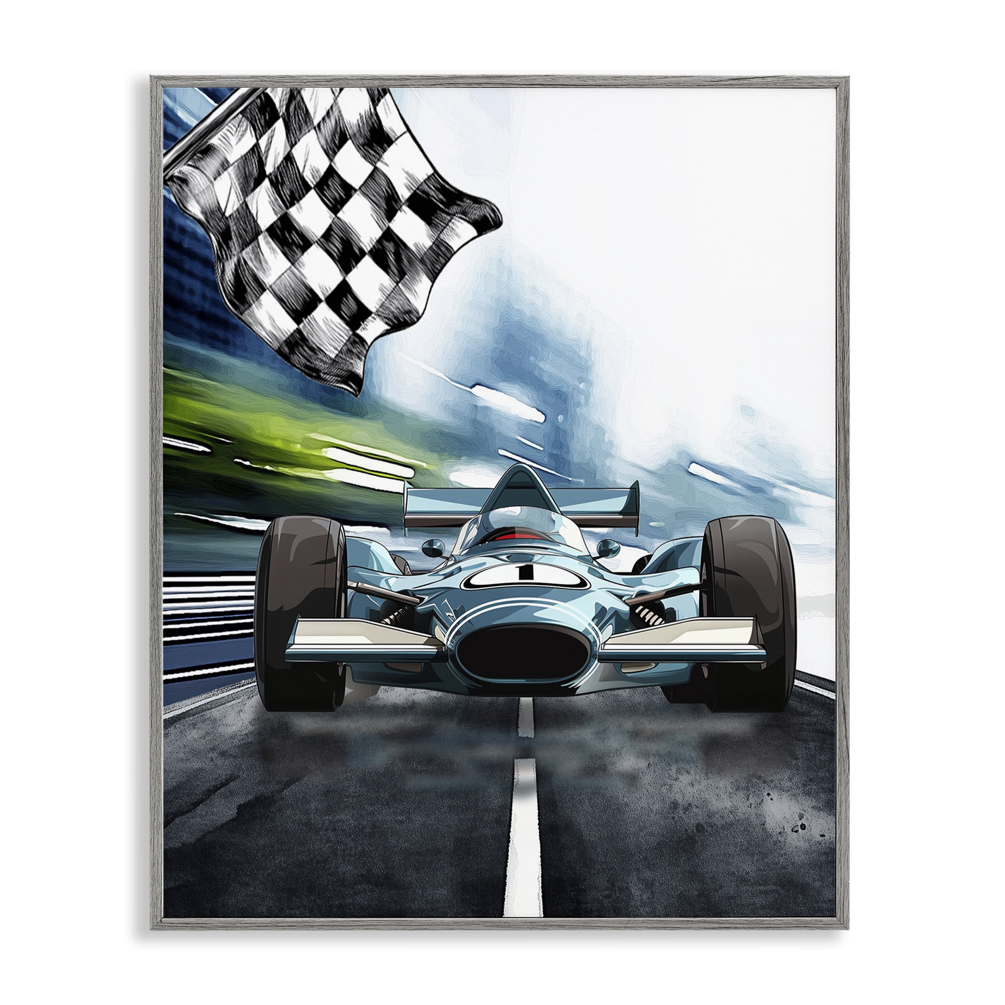 Stupell Industries Racecar Set Go Gray Framed Giclee Art, design by Christine Simpson Art