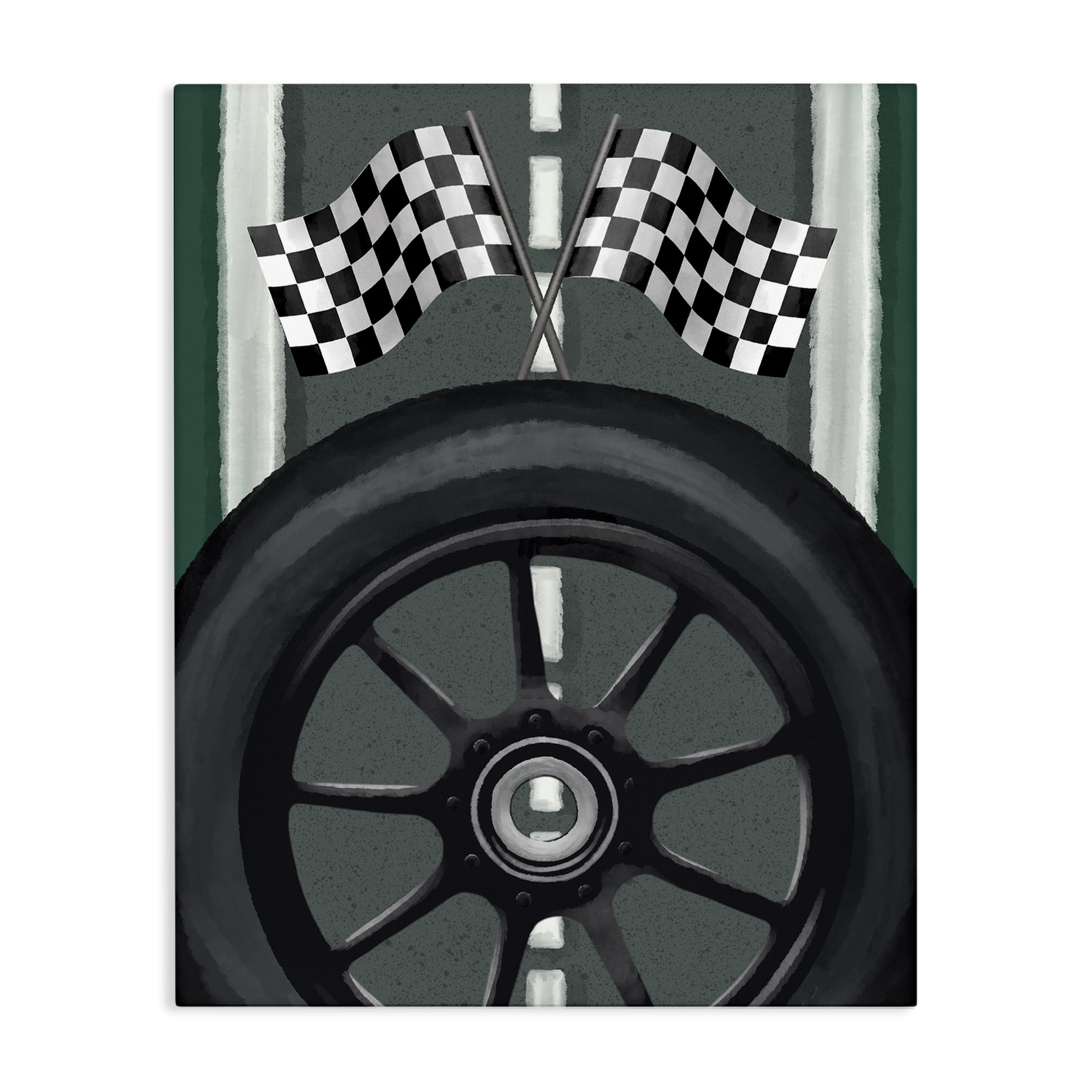 Stupell Industries Racetrack Flags & Tire Canvas Wall Art, design by Jennifer Stith