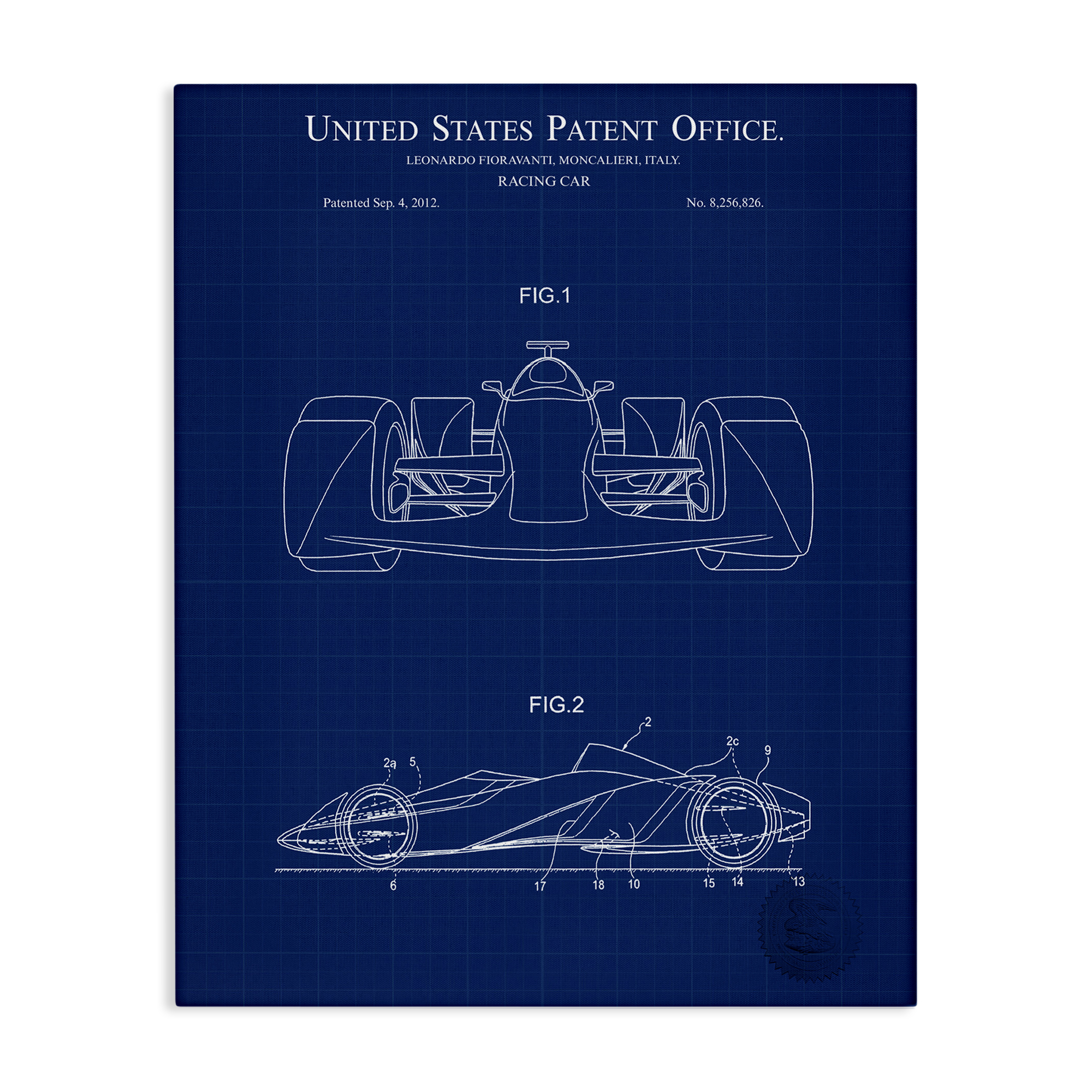 Stupell Industries Racing Car Blueprint Transportation Painting Gallery Wrapped Canvas Art Print Wall Art, 16 x 20