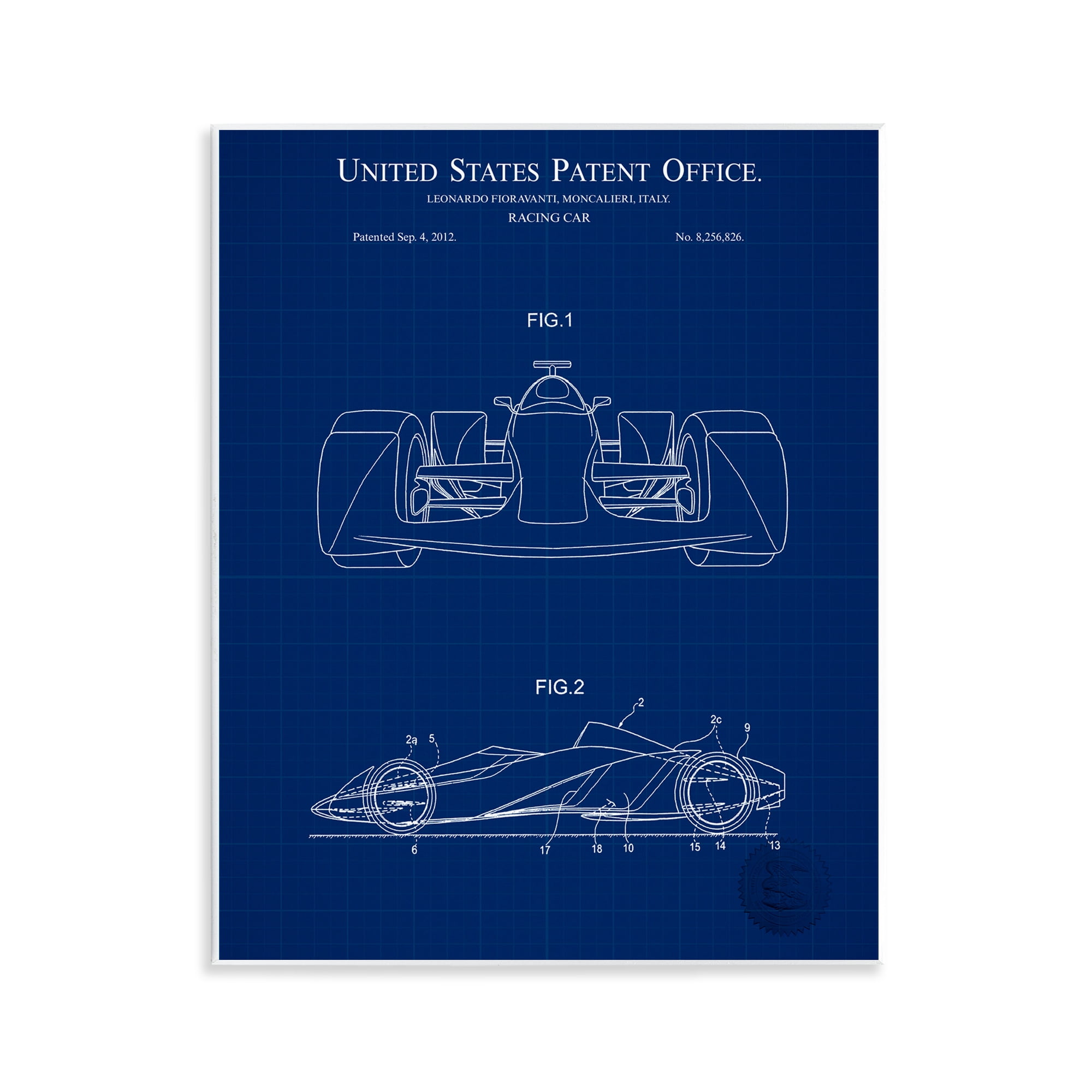 Stupell Industries Racing Car Blueprint Transportation Painting Unframed Art Print Wall Art, 11 x 14