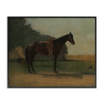 Stupell Industries Racing Horse with Saddle Animals & Insects Painting Black Framed Art Print Wall Art, 14 x 11