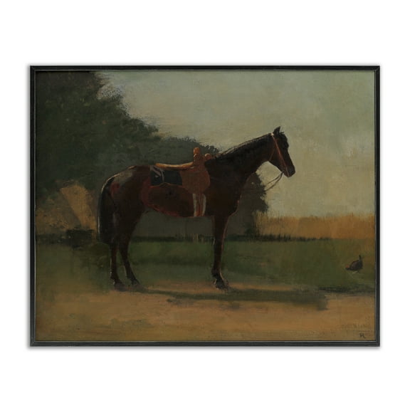 Stupell Industries Racing Horse with Saddle Animals & Insects Painting Black Framed Art Print Wall Art, 14 x 11