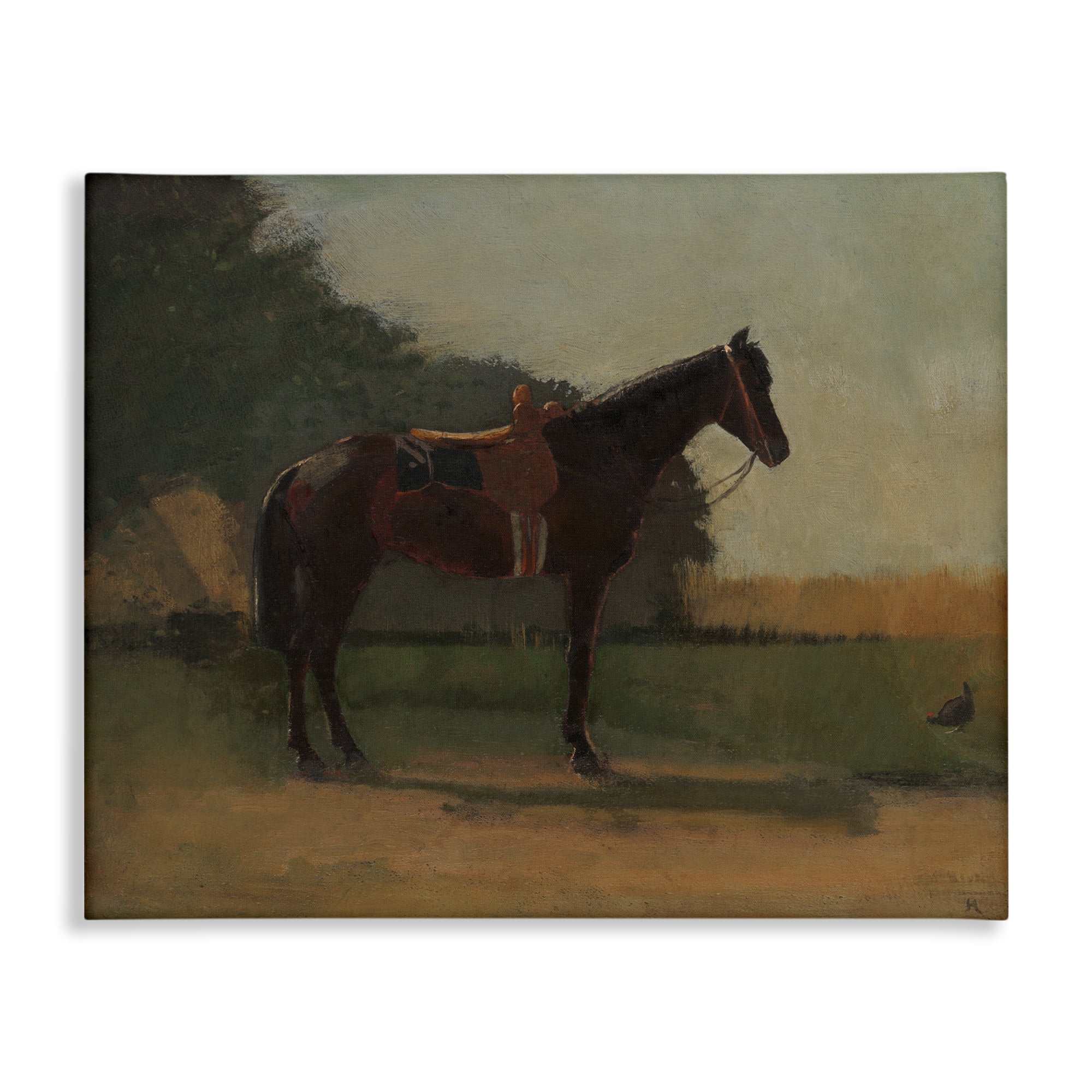 Stupell Industries Racing Horse with Saddle Animals & Insects Painting Gallery Wrapped Canvas Art Print Wall Art, 48 x 36