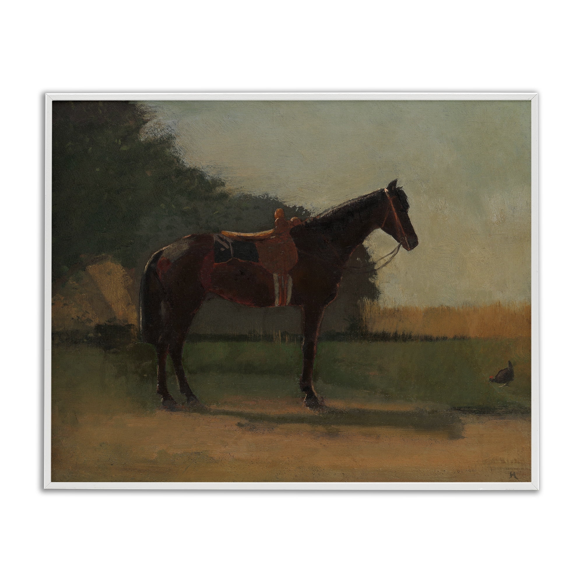 Stupell Industries Racing Horse with Saddle Animals & Insects Painting White Framed Art Print Wall Art, 20 x 16