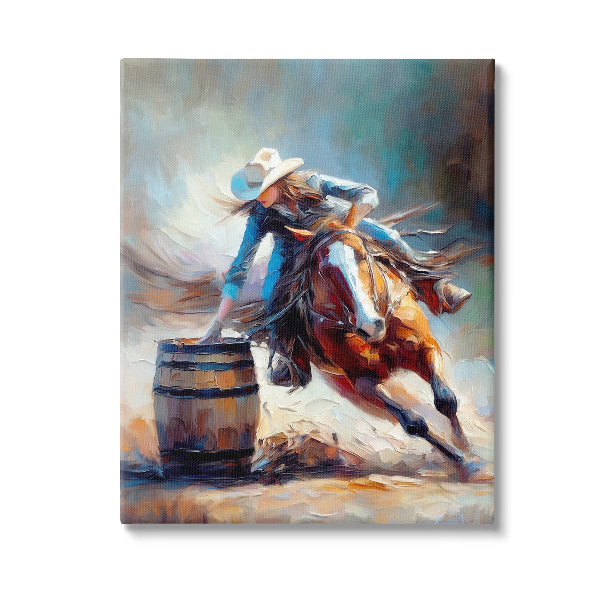 Stupell Industries Racing Rodeo Cowgirl Animals & Insects Painting Gallery Wrapped Canvas Art Print Wall Art, 24 x 30