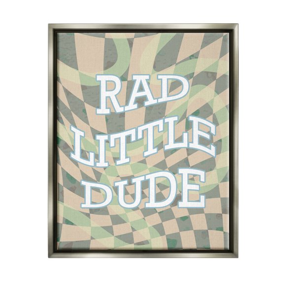 Stupell Industries Rad Little Dude Phrase Inspirational Painting Gray Floater Framed Art Print Wall Art, 17 x 21