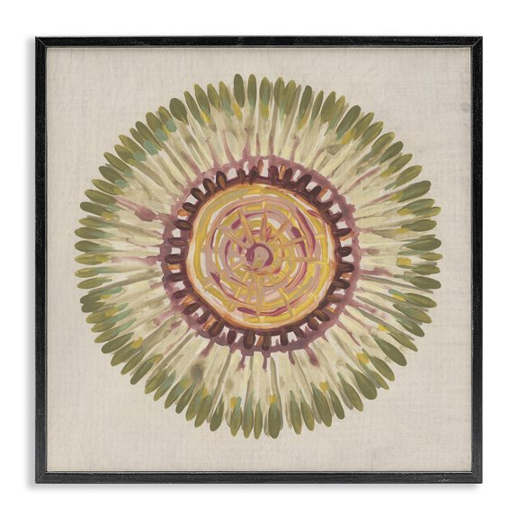 Stupell Industries Radial Aura Mandala Abstract Painting Black Framed Art Print Wall Art, 24 x 24