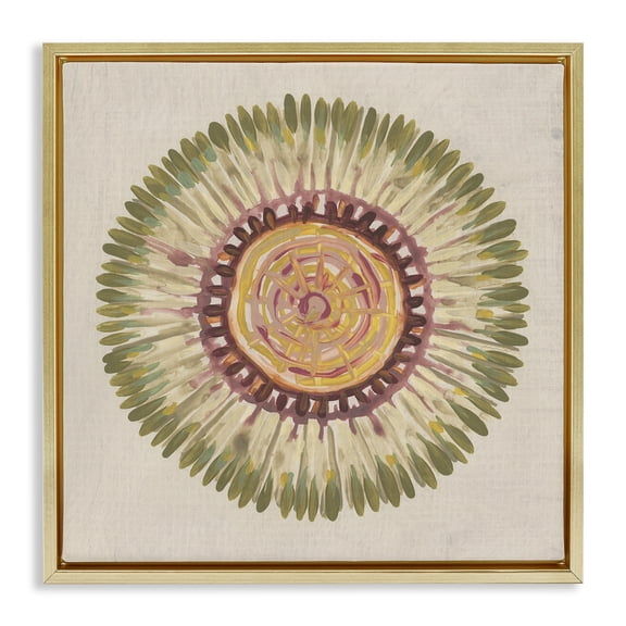 Stupell Industries Radial Aura Mandala Abstract Painting Gold Floater Framed Canvas Art Print Wall Art, 18 x 18