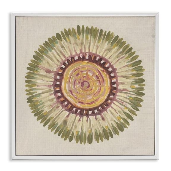Stupell Industries Radial Aura Mandala Abstract Painting White Framed Art Print Wall Art, 24 x 24