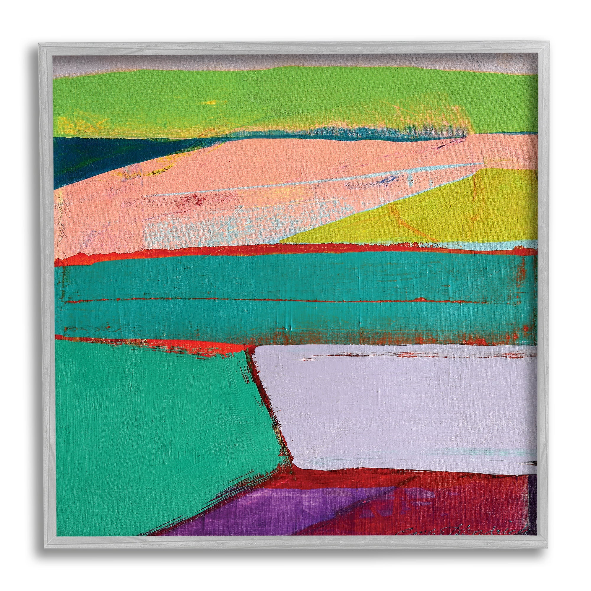 Stupell Industries Radiant Abstract Colors Layered Geometric Shapes Tropical Painting Gray Framed Art Print Wall Art, 12 x 12, Design by Cathe Hendrick