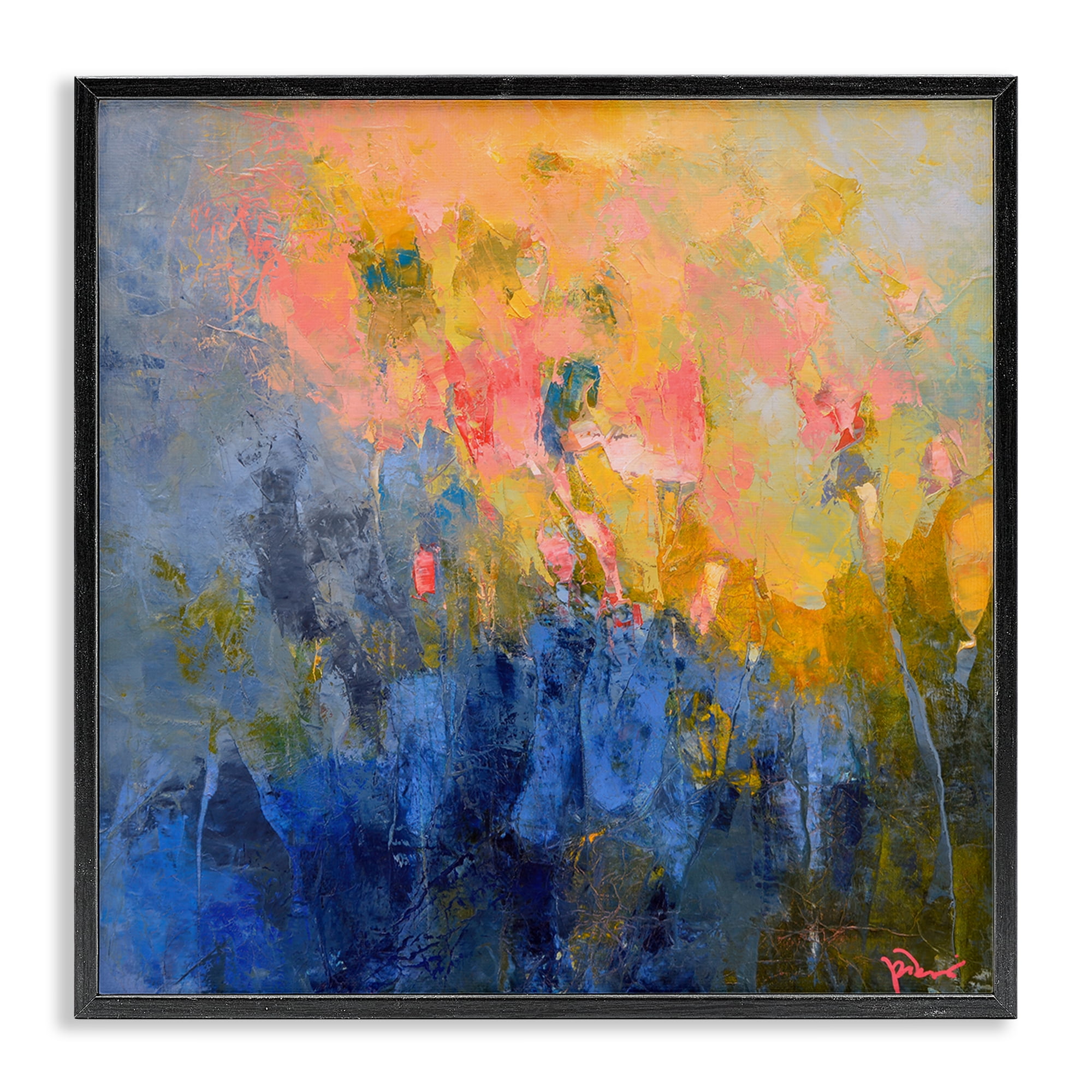 Stupell Industries Radiant Abstract Impression Abstract Painting Black Framed Art Print Wall Art, 12 x 12