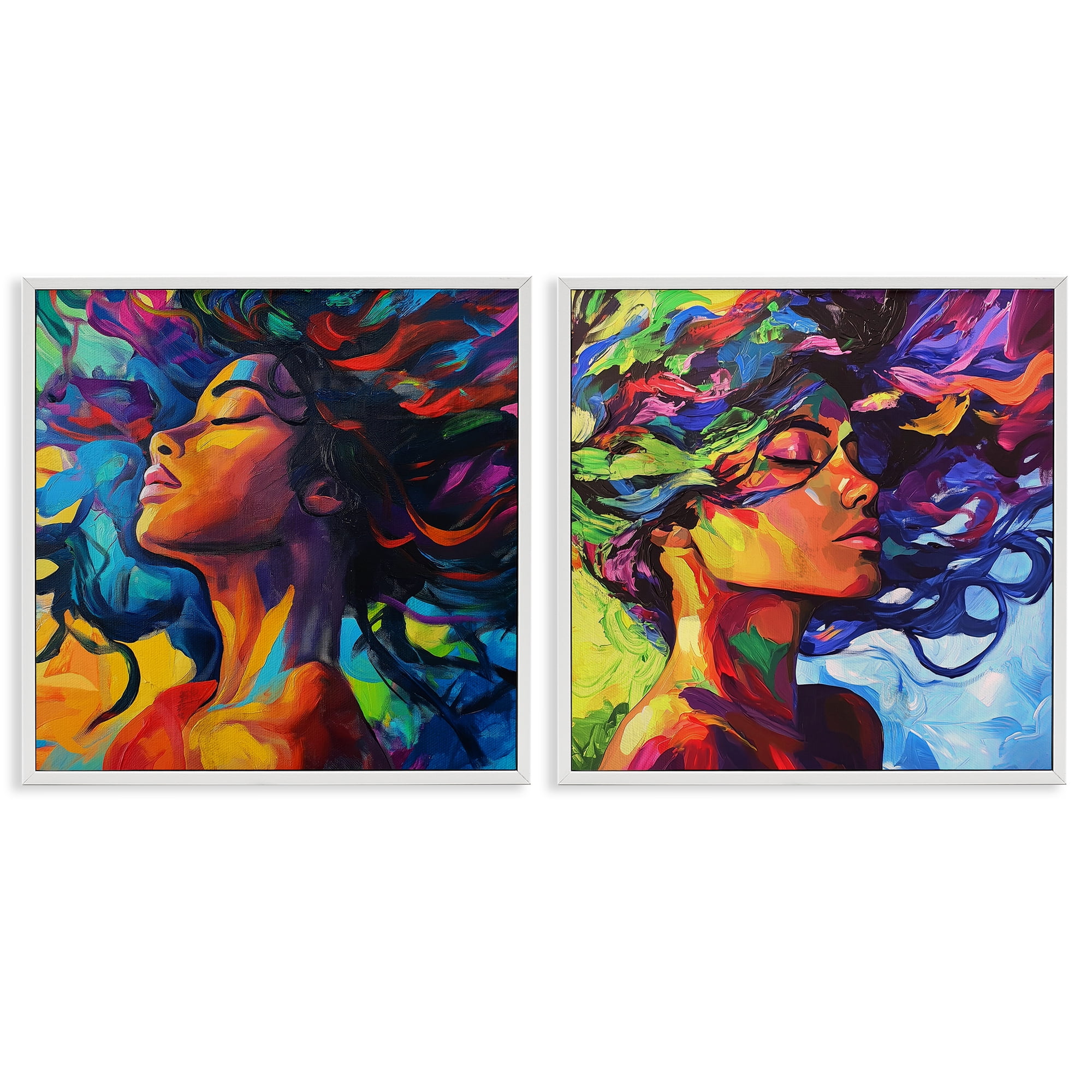 Stupell Industries Radiant Flow Of Colors 2 Piece White Framed Giclee Art Set, design by Svetlana Aleynikova