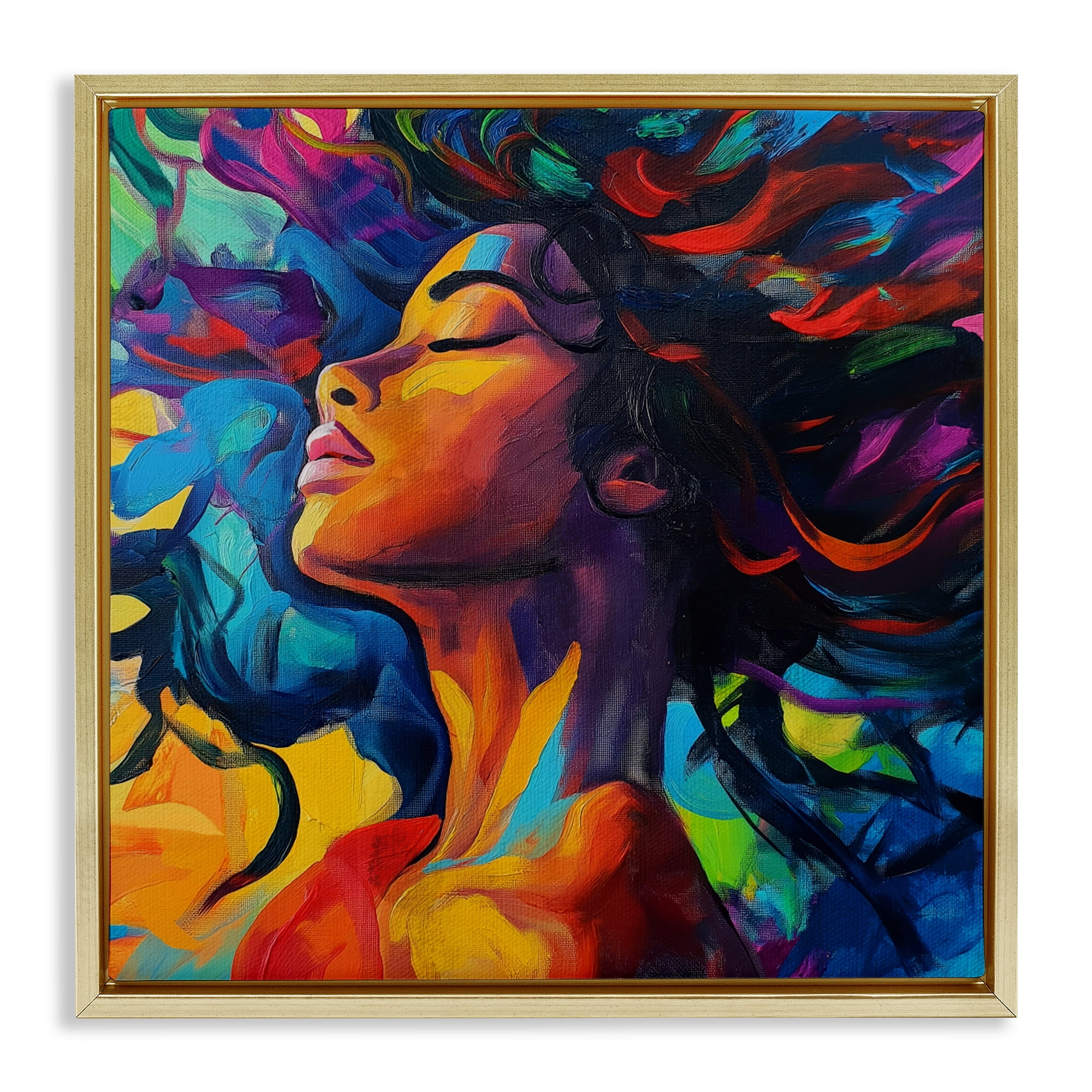 Stupell Industries Radiant Flow Woman Gold Framed Floater Canvas Wall Art, design by Svetlana Aleynikova