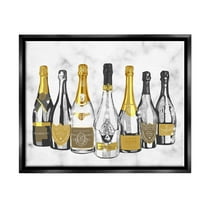 Stupell Industries Radiant Glam Twinkle Champagne Bottles Graphic Art Jet Black Floating Framed Canvas Print Wall Art, Design by Ziwei Li