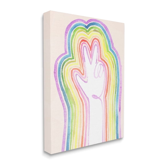 Stupell Industries Radiant Peace Sign Rainbow Whimsical Linework Canvas Wall Art by Jennifer Paxton Parker
