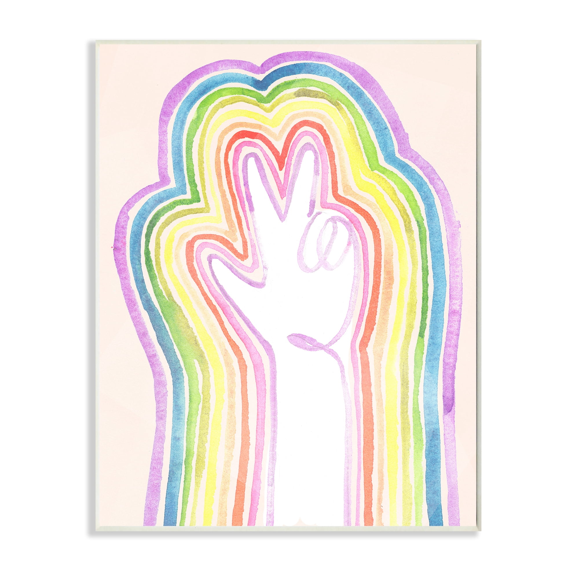 Stupell Industries Radiant Peace Sign Rainbow Whimsical Linework Wall Plaque by Jennifer Paxton Parker