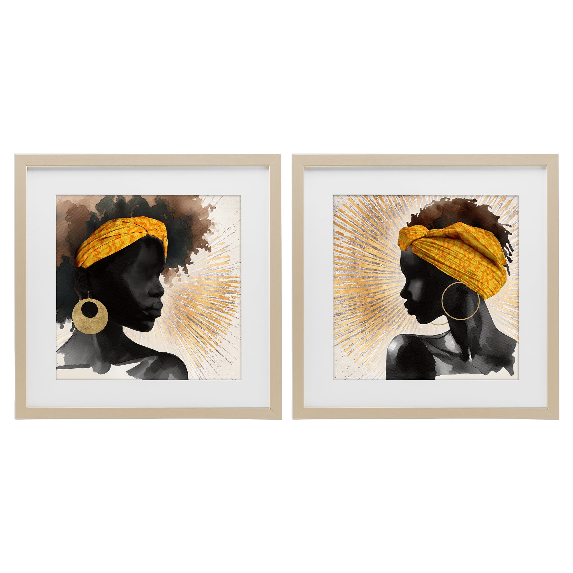 Stupell Industries Radiant Portraits Of Women 2 Piece Birch Framed Print Under Glass Set, design by CAD Designs