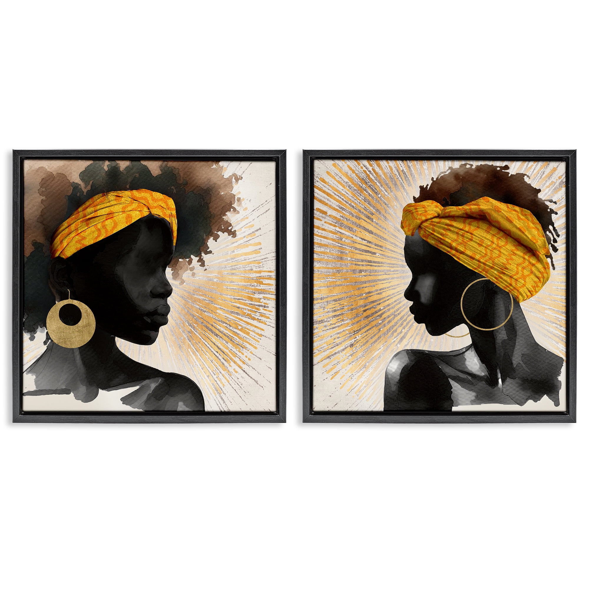 Stupell Industries Radiant Portraits Of Women 2 Piece Black Framed Floater Canvas Set, design by CAD Designs