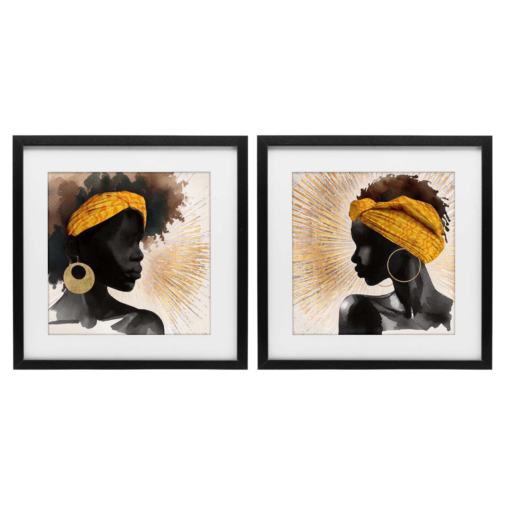 Stupell Industries Radiant Portraits Of Women 2 Piece Black Framed Print Under Glass Set, design by CAD Designs
