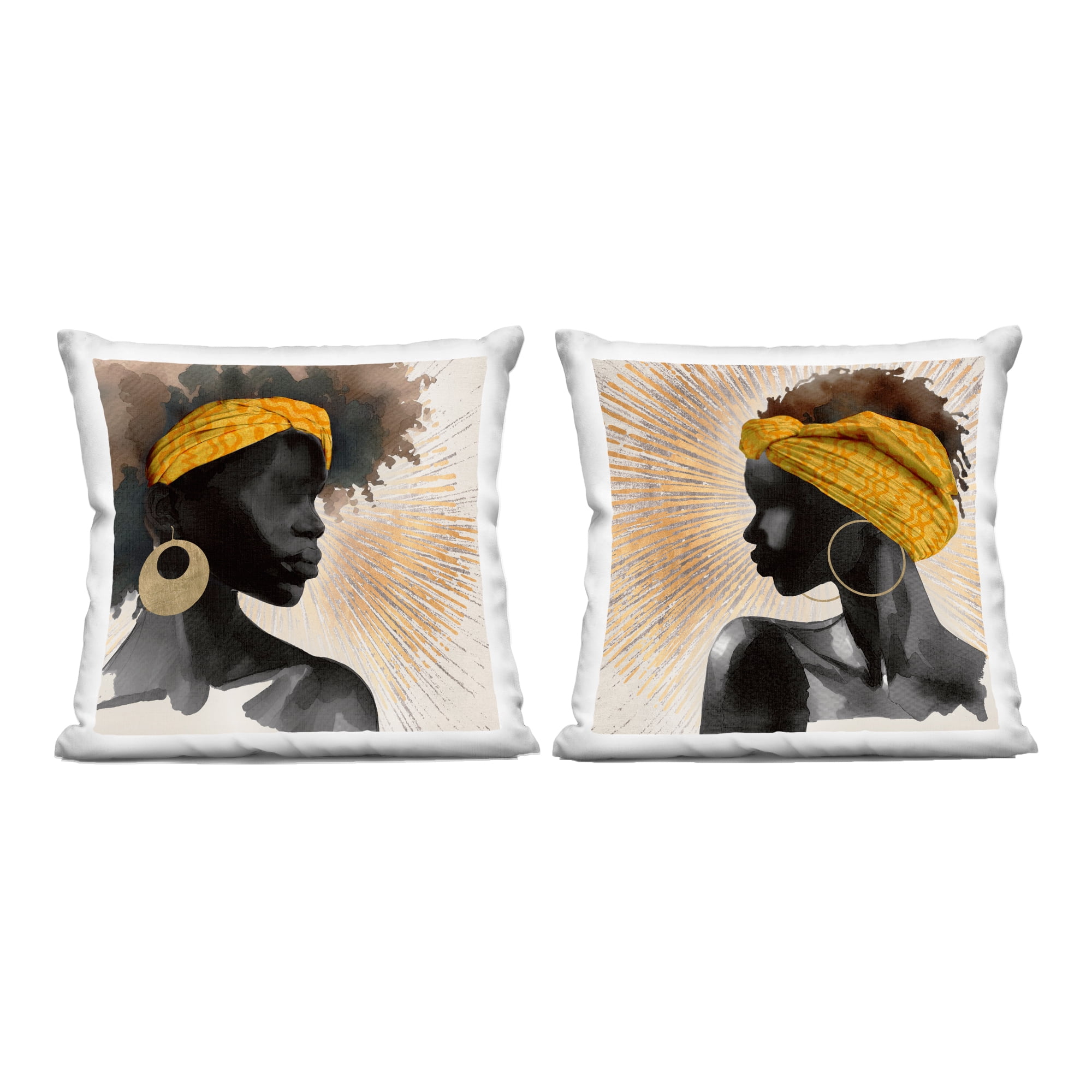 Stupell Industries Radiant Portraits Of Women 2 Piece Decorative Printed Throw Pillow Set, design by CAD Designs, 18 x 7 x 18