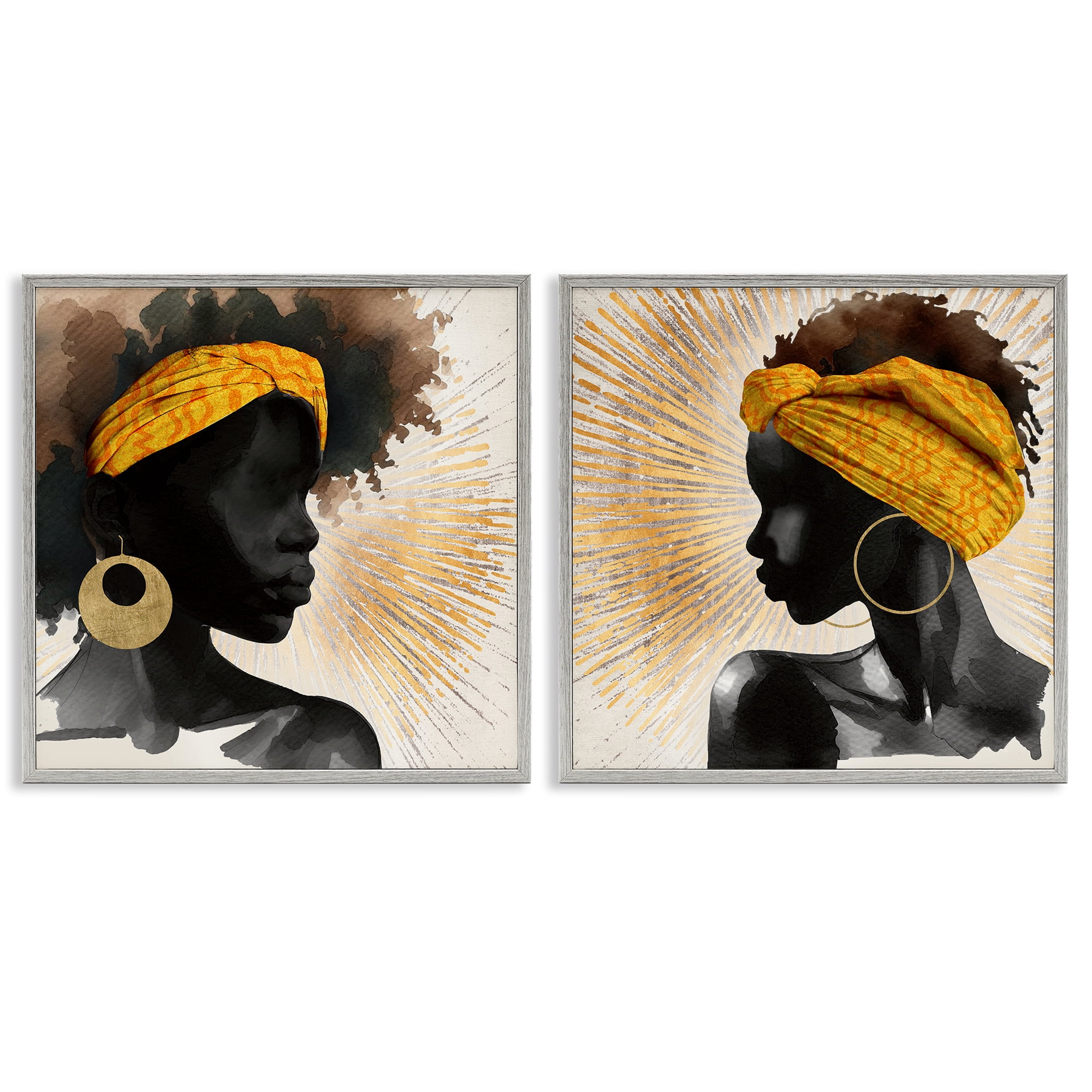 Stupell Industries Radiant Portraits Of Women 2 Piece Gray Framed Giclee Art Set, design by CAD Designs