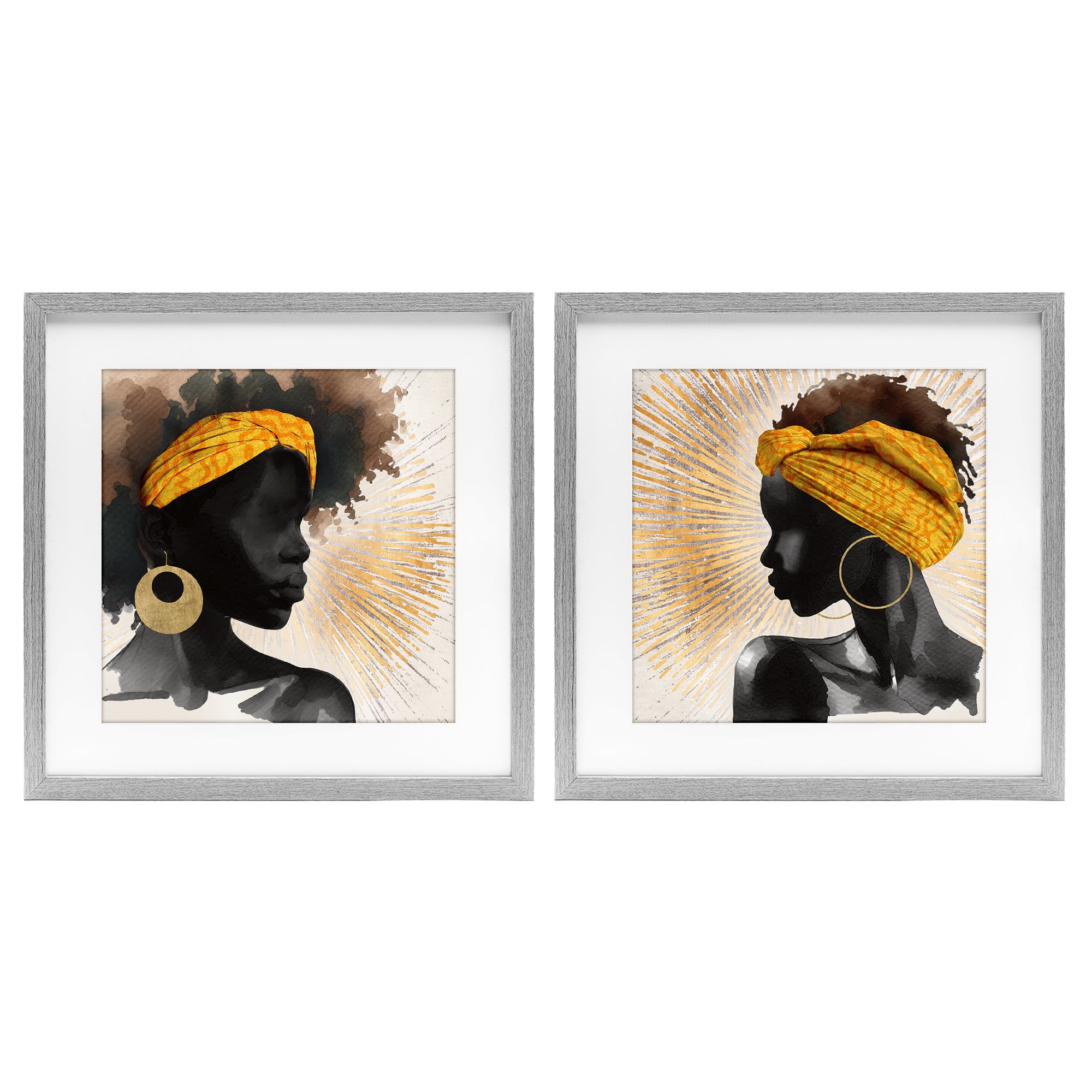 Stupell Industries Radiant Portraits Of Women 2 Piece Gray Framed Print Under Glass Set, design by CAD Designs