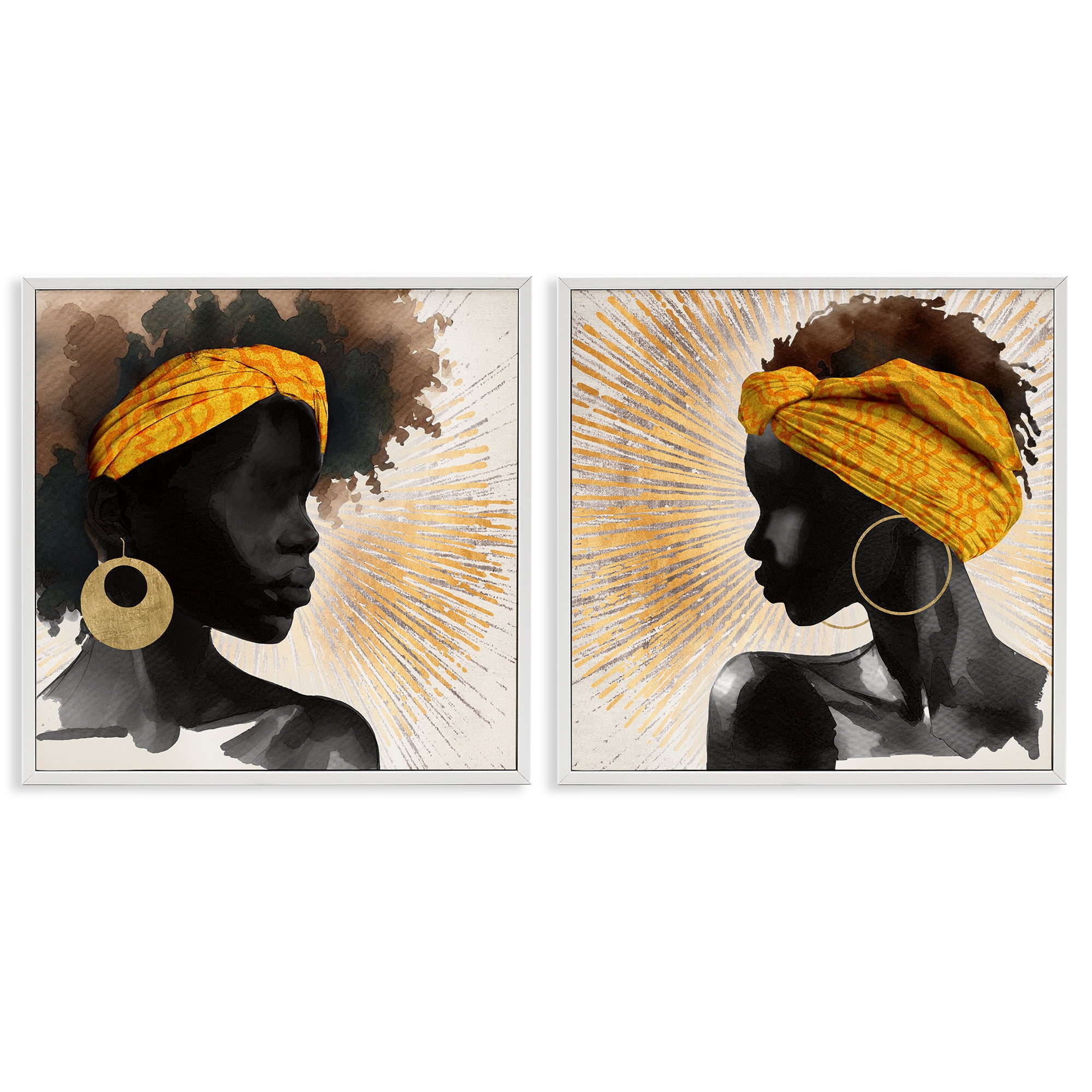 Stupell Industries Radiant Portraits Of Women 2 Piece White Framed Giclee Art Set, design by CAD Designs