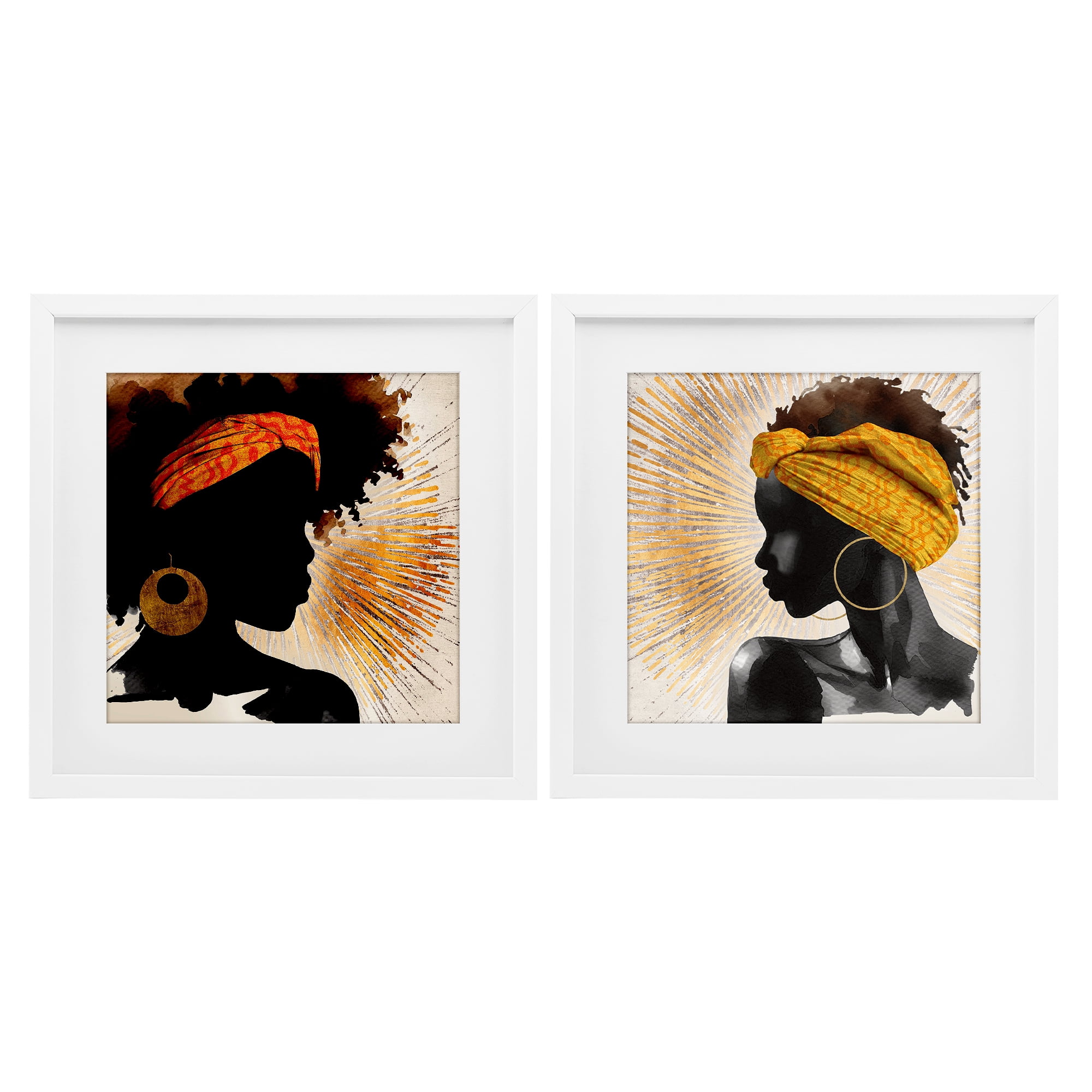 Stupell Industries Radiant Portraits Of Women 2 Piece White Framed Print Under Glass Set, design by CAD Designs