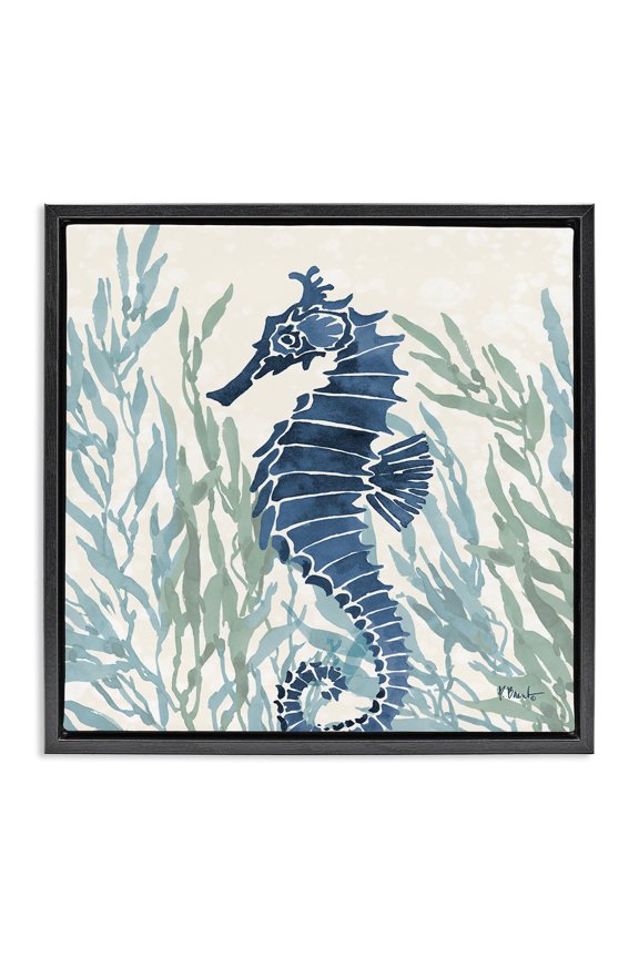 Industries Radiant Sea Life Seahorse Black Framed Floater Canvas Wall Art design by Paul Brent, 25 x 25